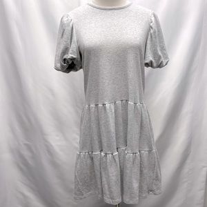 Francesca’s Angelica Puff Sleeve Mini Dress Grey Sz Medium